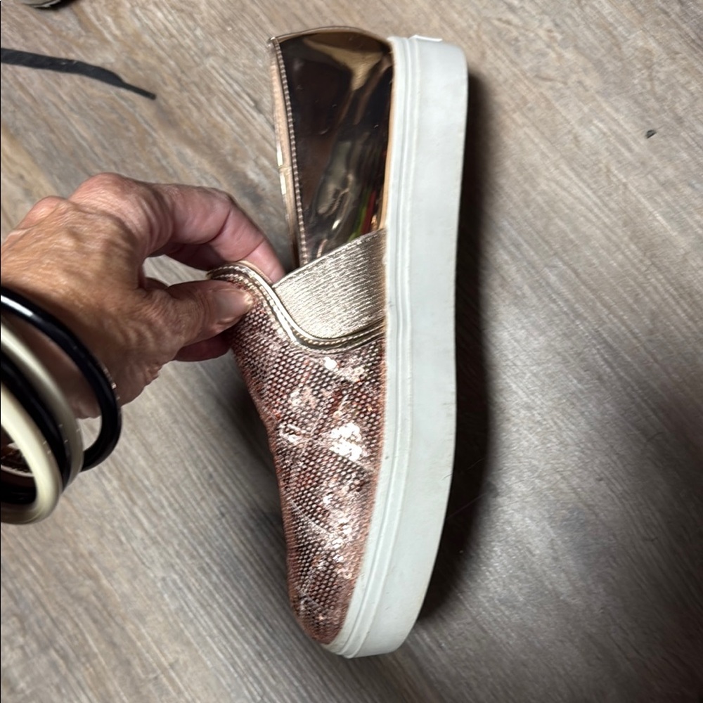 Sam Edelman Metallic Sequin Slip-On Sneakers - Picture 2 of 7
